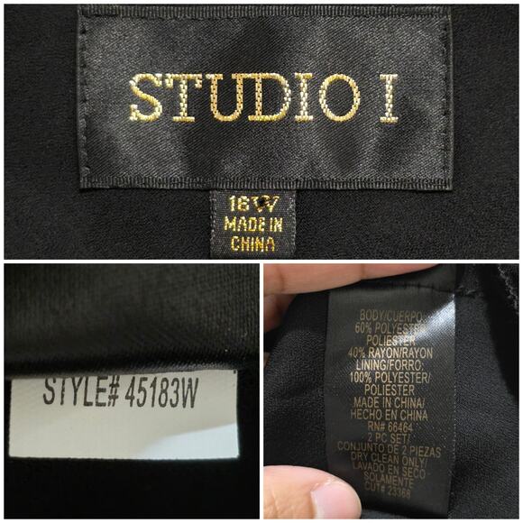 Studio I Black Floral Velvet Burnout Bell Sleeve Relaxed Fit Top, Size 16W - Picture 2 of 8